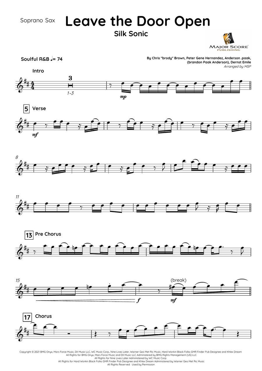 Leave The Door Open Soprano Saxophone scores gallery preview page 2