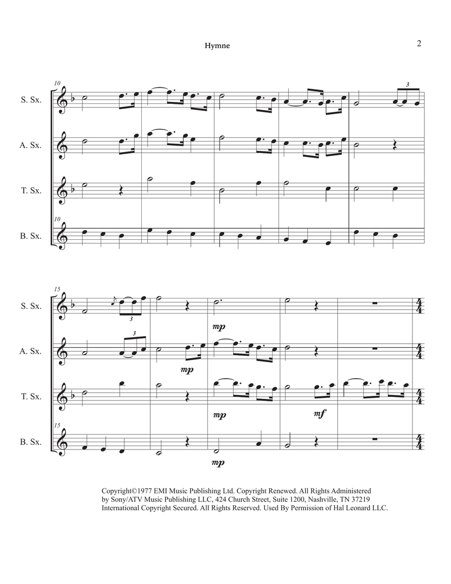 Hymne Saxophone Quartet scores gallery preview page 6