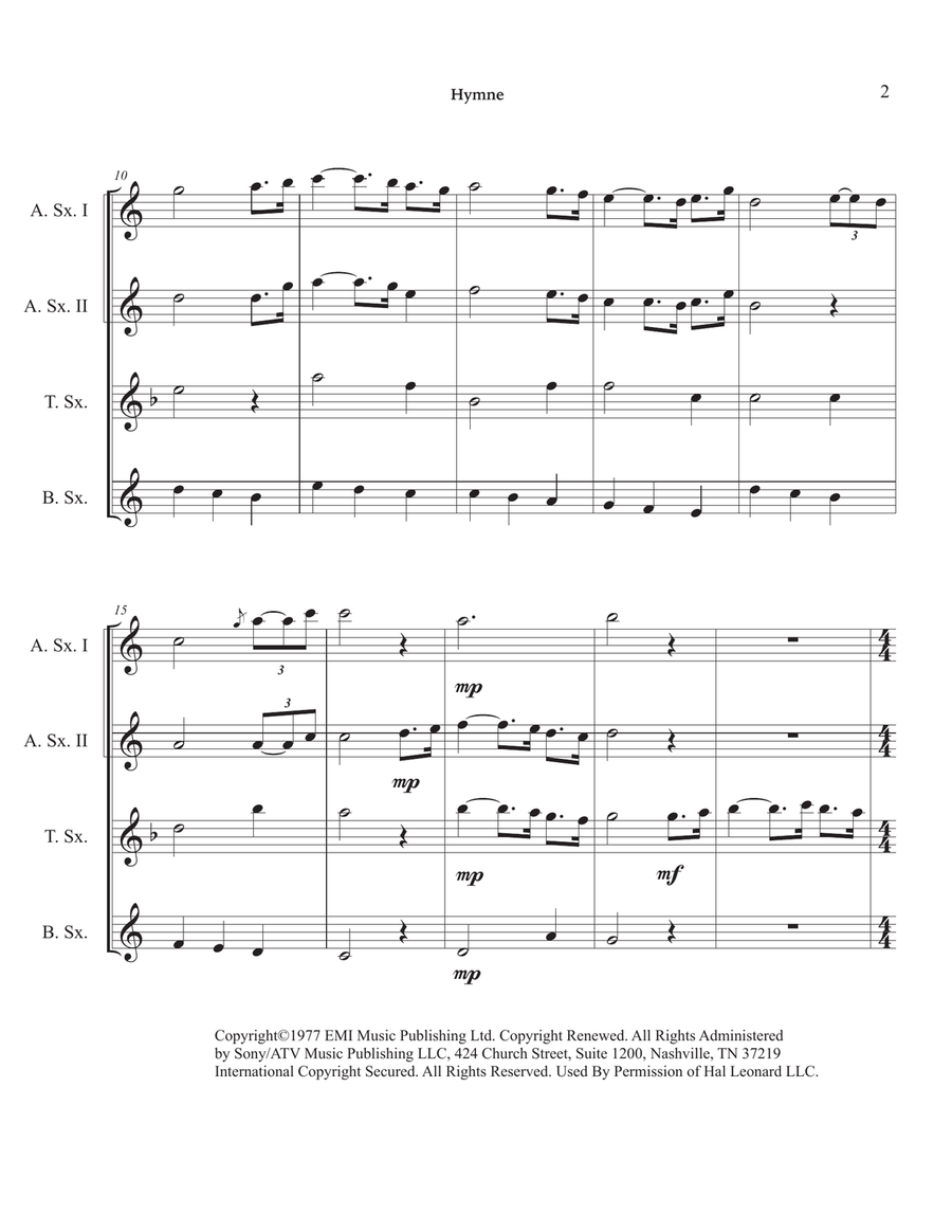 Hymne Saxophone Quartet scores gallery preview page 6