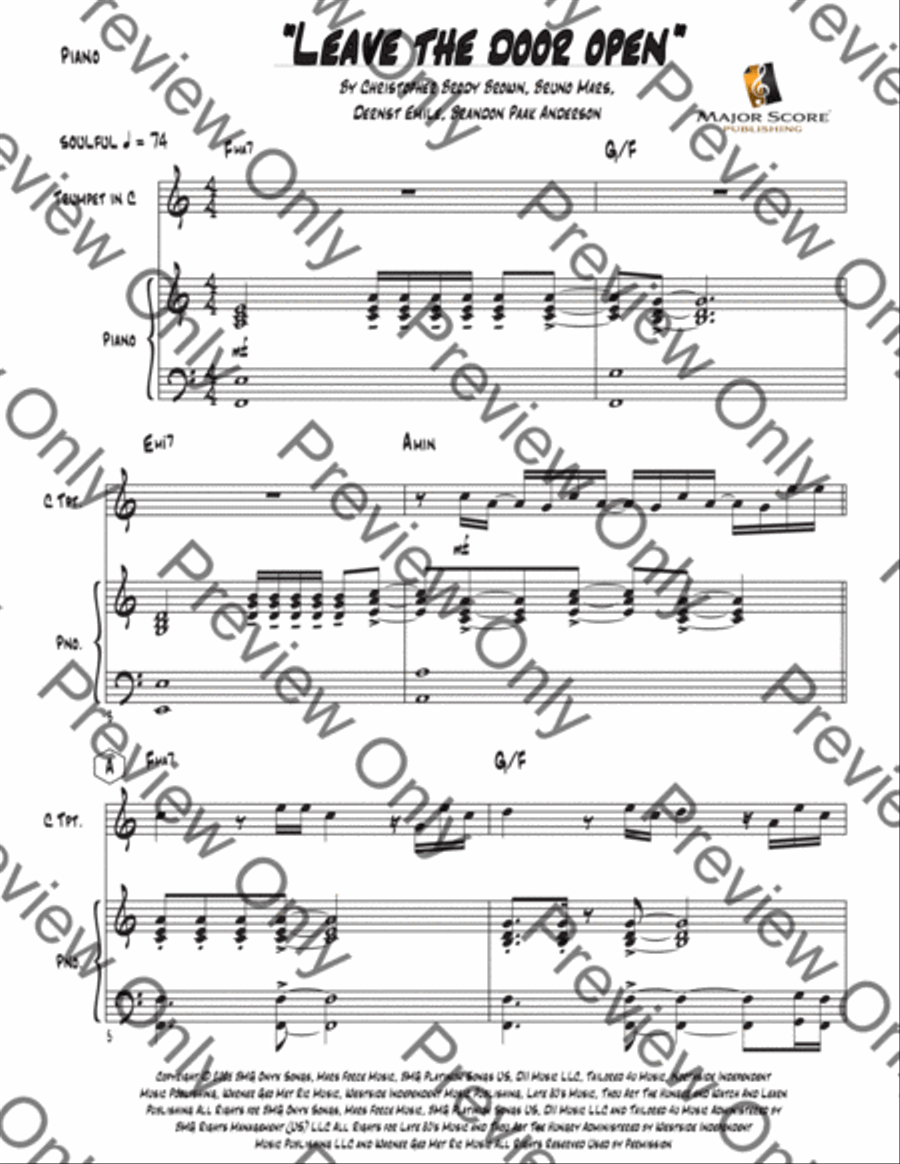 Leave The Door Open C Trumpet scores gallery preview page 3