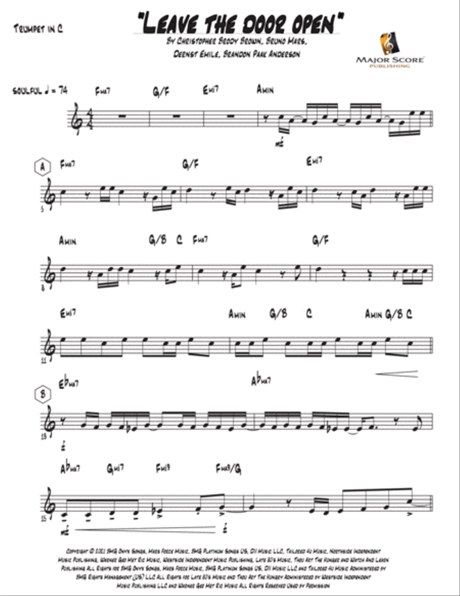 Leave The Door Open C Trumpet scores gallery preview page 6