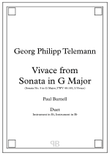 Vivace from Sonata in G Major, arranged for duet: instruments in Eb and Bb