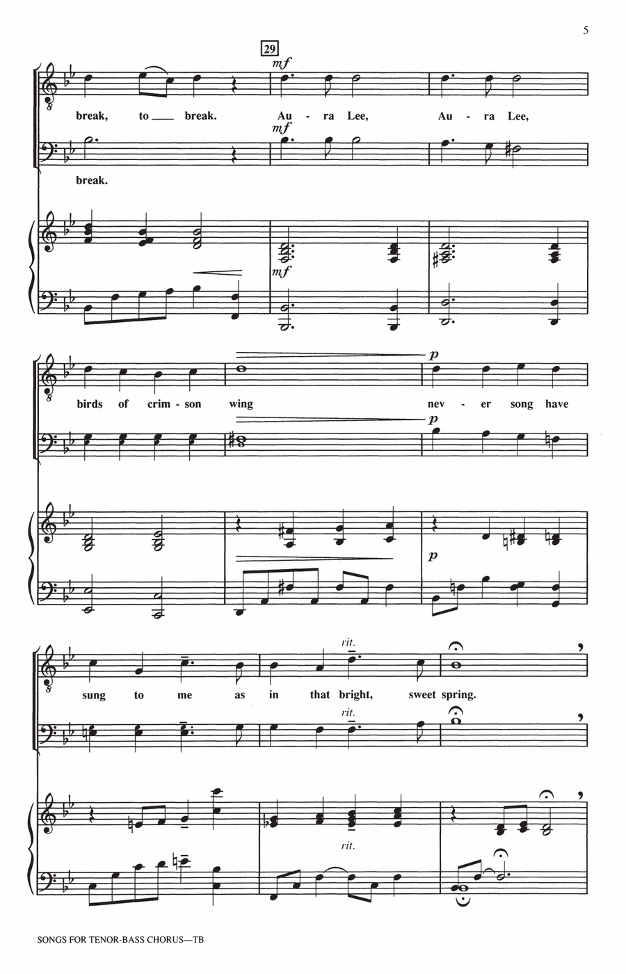 Songs For Tenor-Bass Chorus (Collection) TTB scores gallery preview page 4