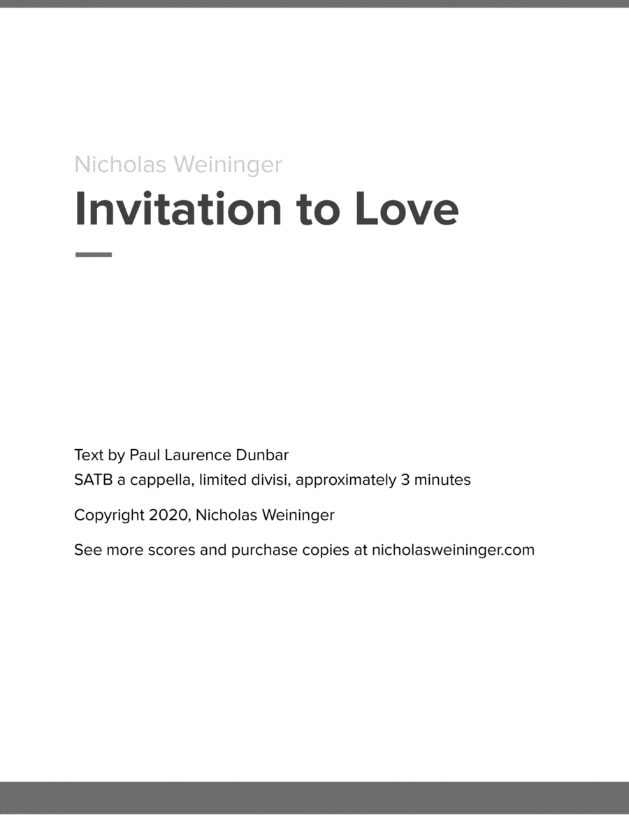Invitation to Love 4-Part scores gallery preview page 1