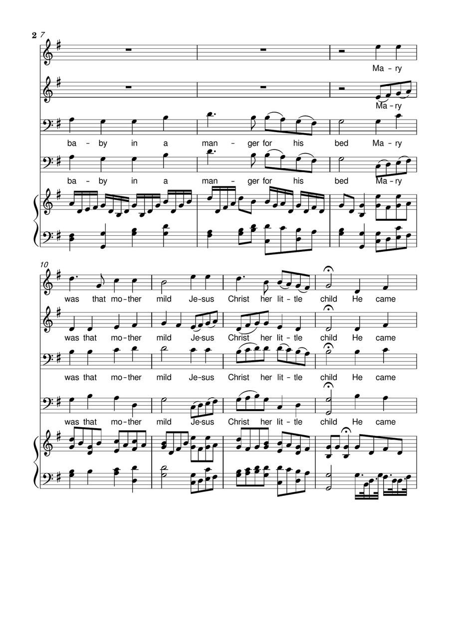 Once in royal David's city - Full Score - Choir SATB - Piano - Arr. Forvergreens Music 4-Part scores gallery preview page 2