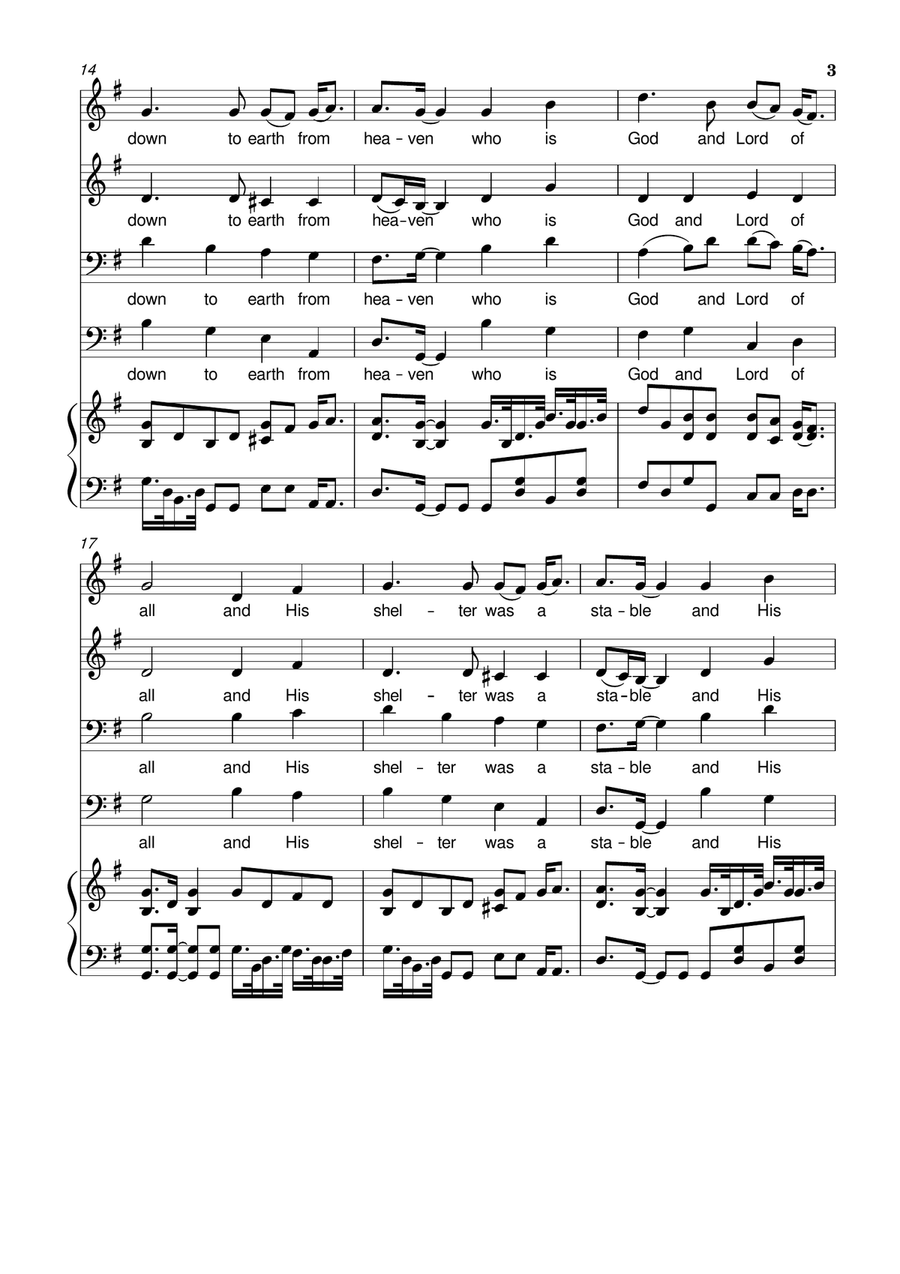 Once in royal David's city - Full Score - Choir SATB - Piano - Arr. Forvergreens Music 4-Part scores gallery preview page 3