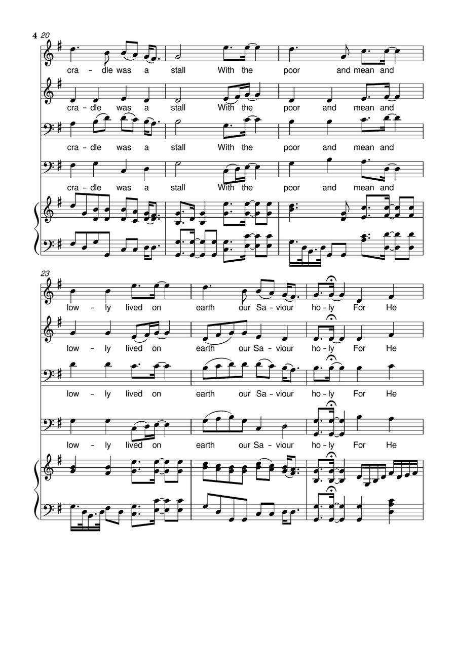 Once in royal David's city - Full Score - Choir SATB - Piano - Arr. Forvergreens Music 4-Part scores gallery preview page 4