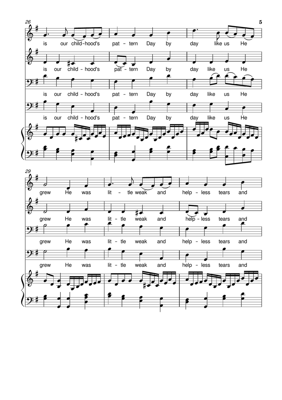 Once in royal David's city - Full Score - Choir SATB - Piano - Arr. Forvergreens Music 4-Part scores gallery preview page 5