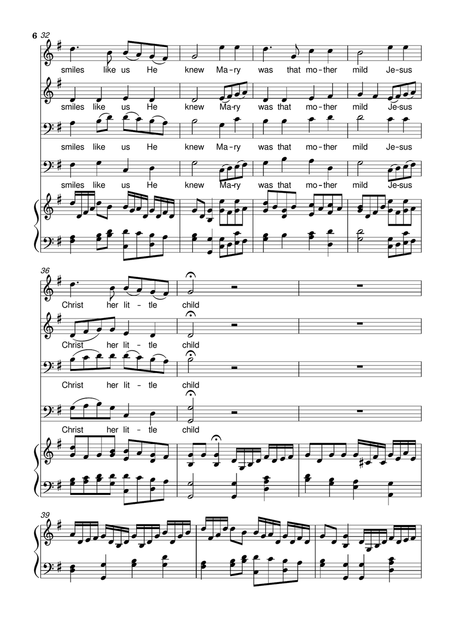 Once in royal David's city - Full Score - Choir SATB - Piano - Arr. Forvergreens Music 4-Part scores gallery preview page 6