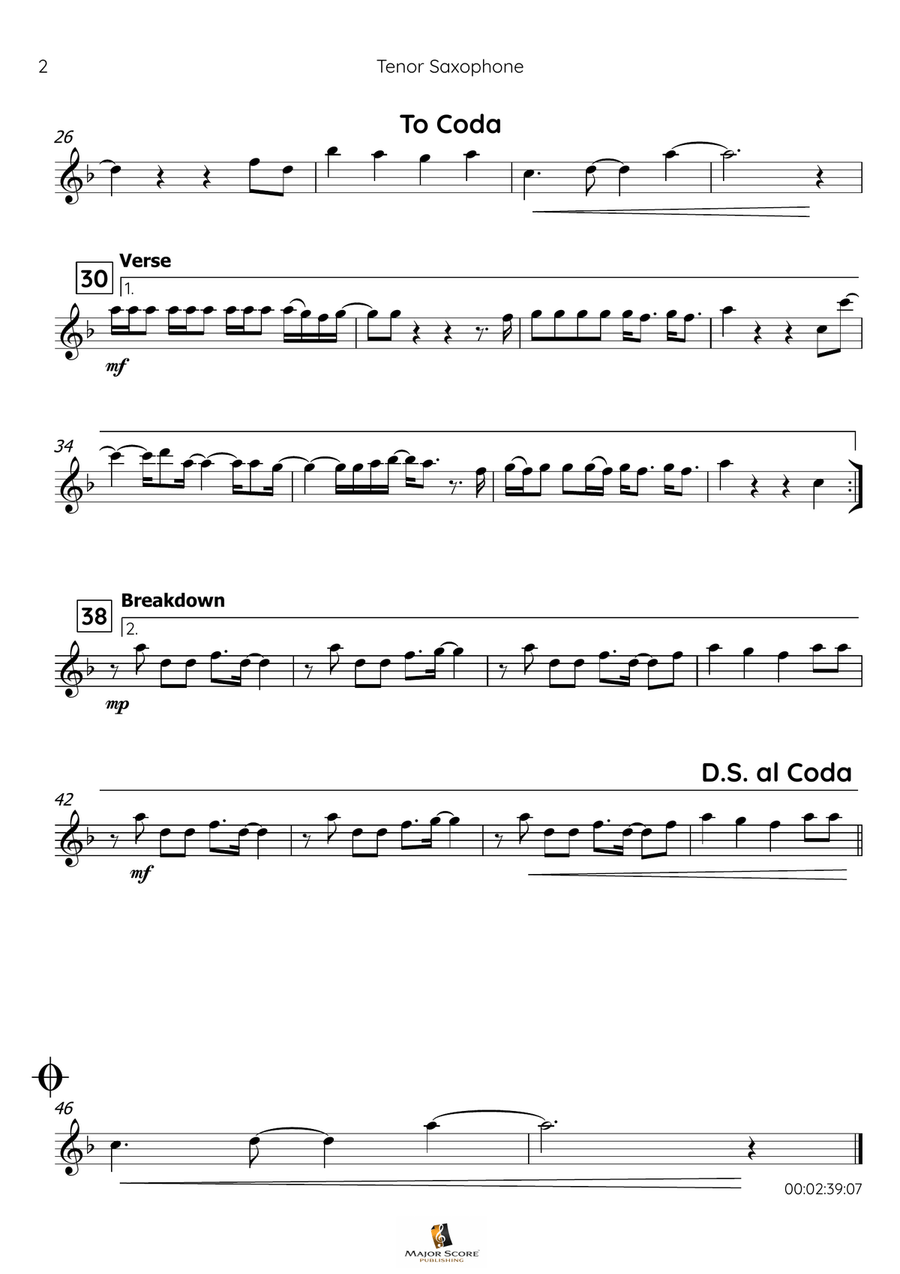 Treasure Tenor Saxophone scores gallery preview page 3