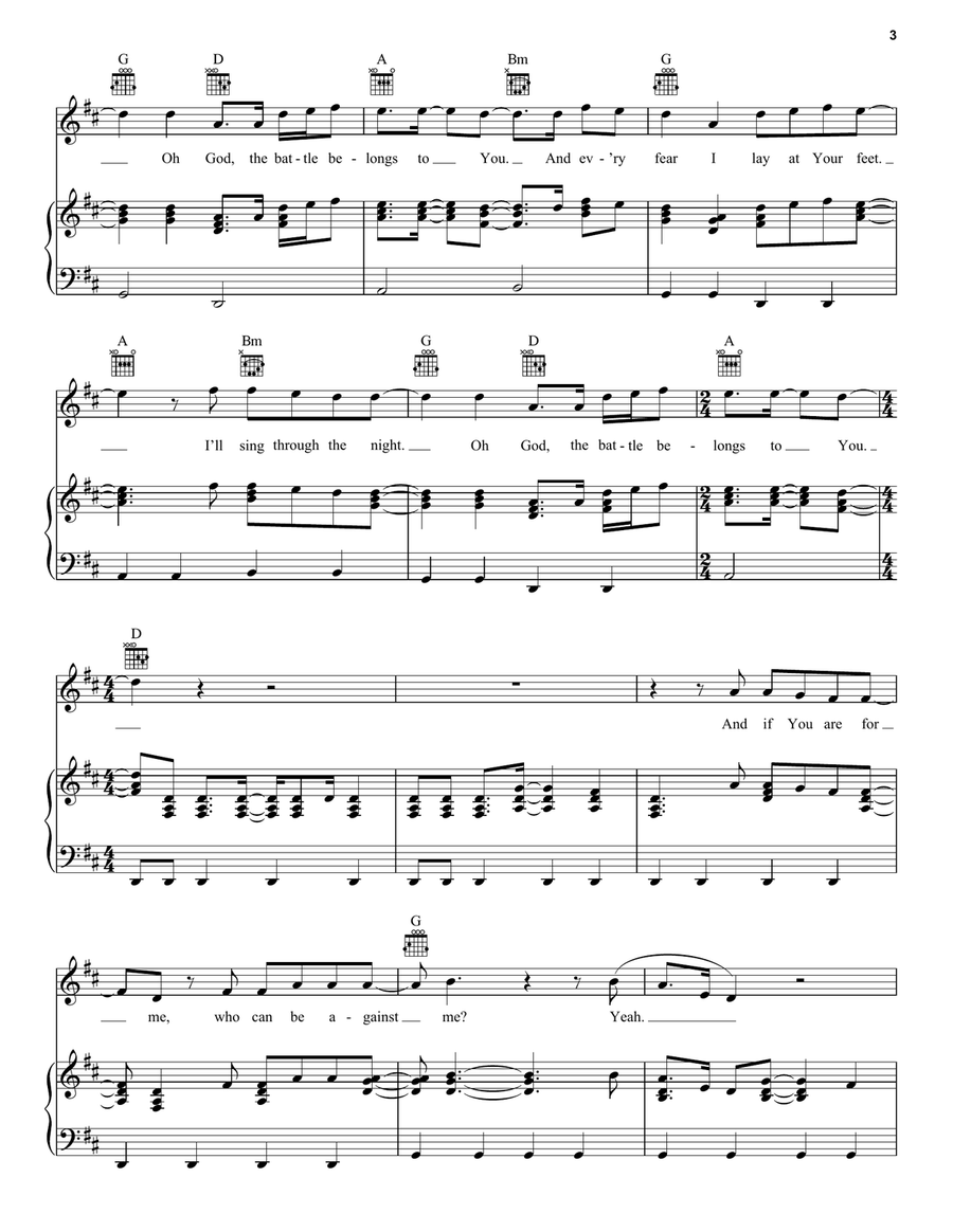 Battle Belongs Battle Belongs Piano, Vocal, Guitar scores gallery preview page 3