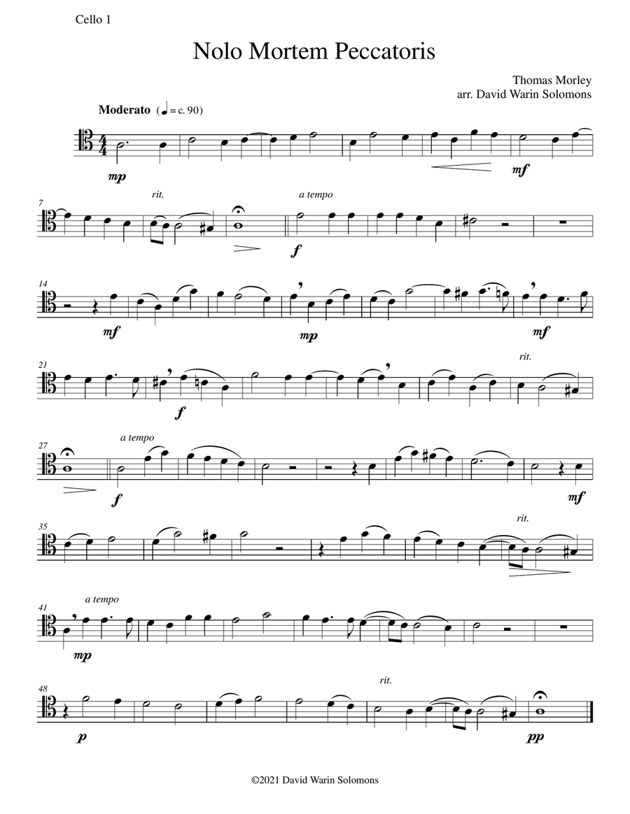 Nolo mortem peccatoris (I do not wish a sinner to die) for 4 cellos Cello Solo scores gallery preview page 4
