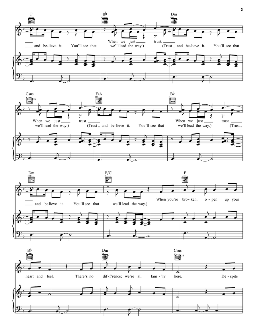 Lead The Way (from Disney's Raya And The Last Dragon) Piano, Vocal, Guitar scores gallery preview page 3