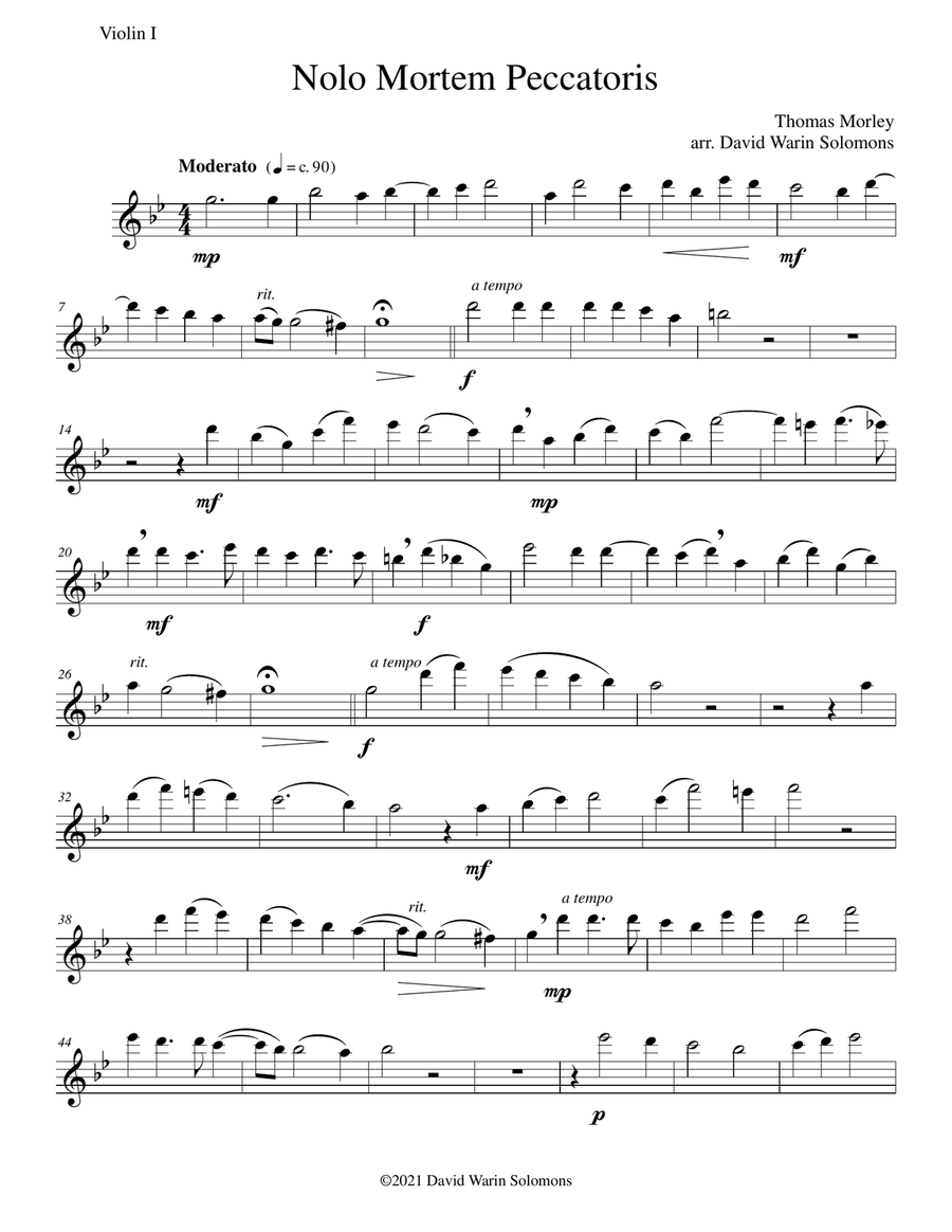 Nolo mortem peccatoris (I do not wish a sinner to die) for 4 violins Violin Solo scores gallery preview page 4