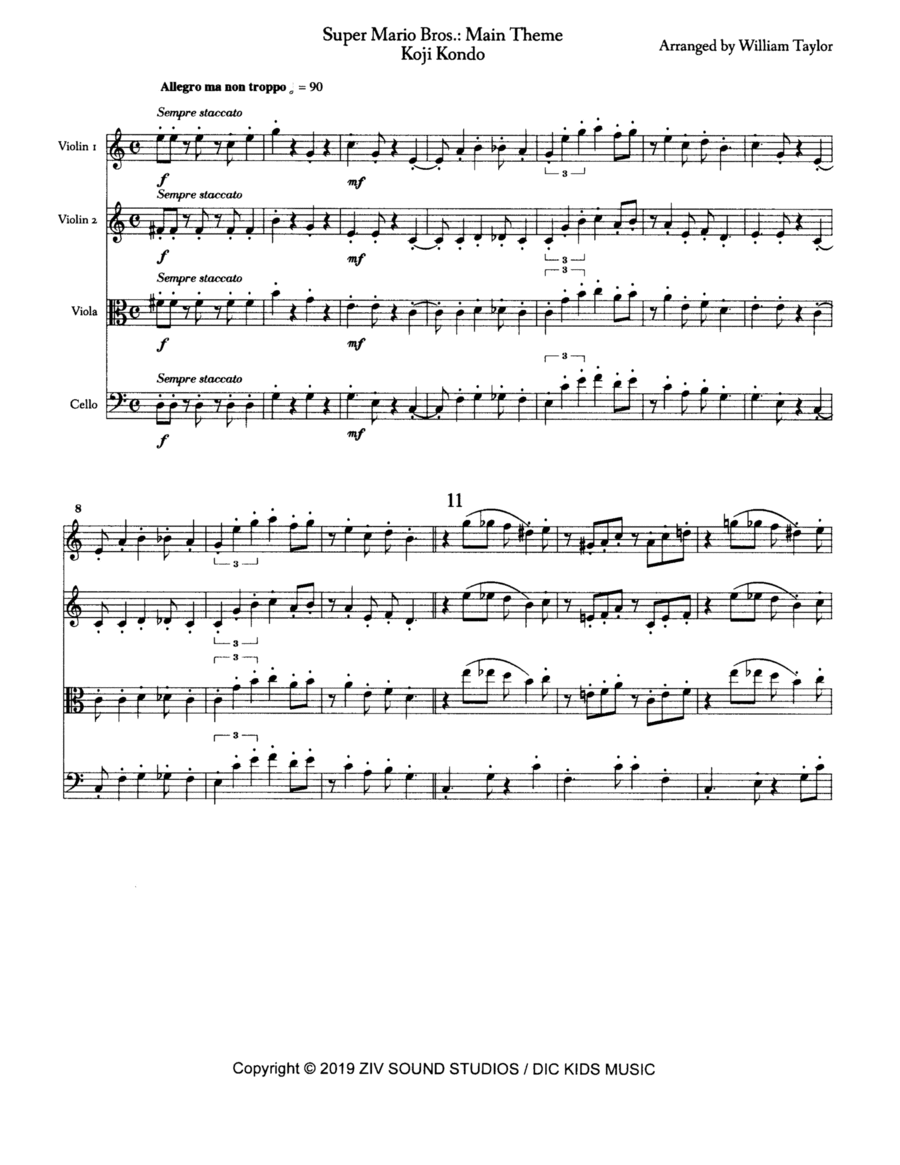 Super Mario Bros. Main Theme String Trio scores gallery preview page 1