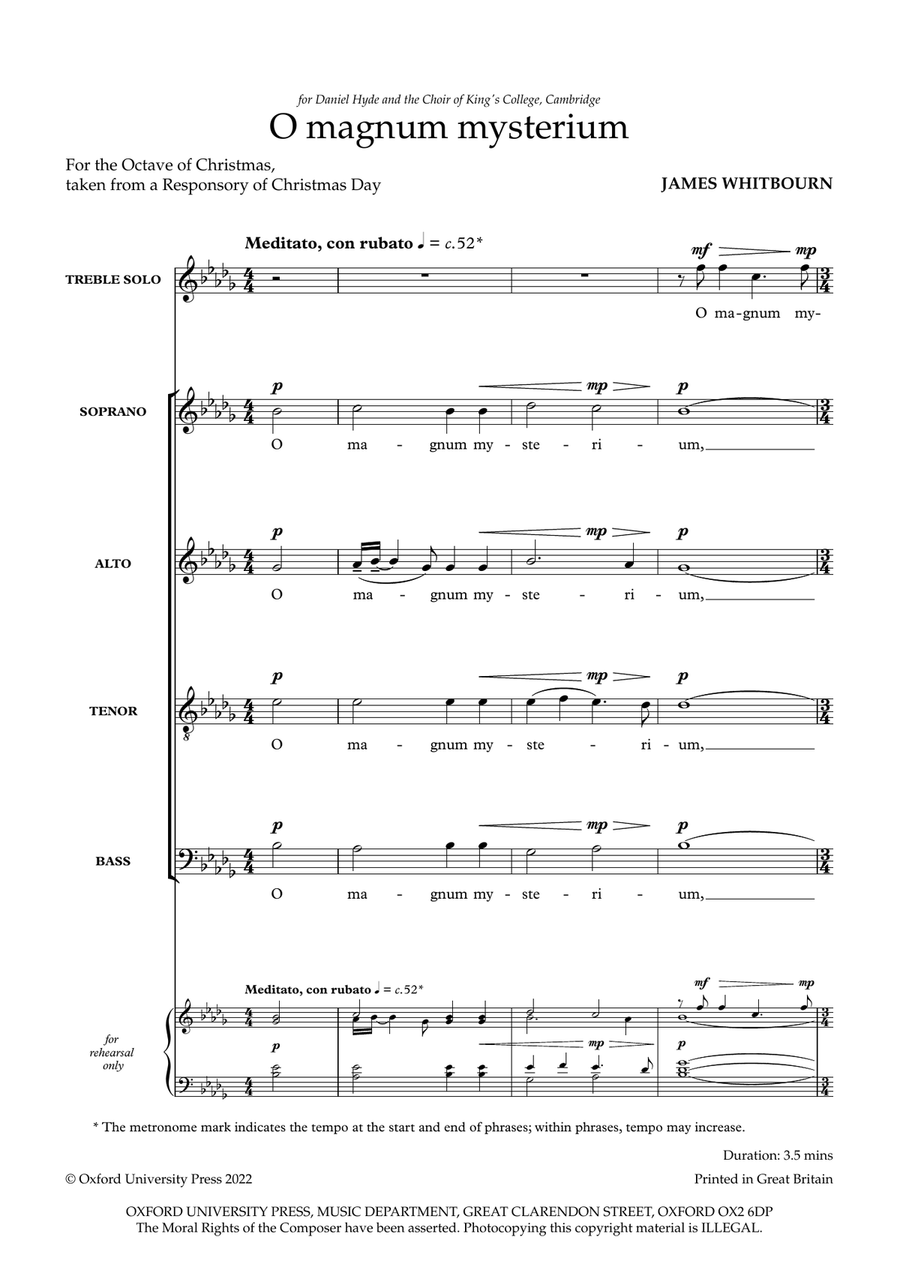 O magnum mysterium O magnum mysterium 4-Part scores gallery preview page 2