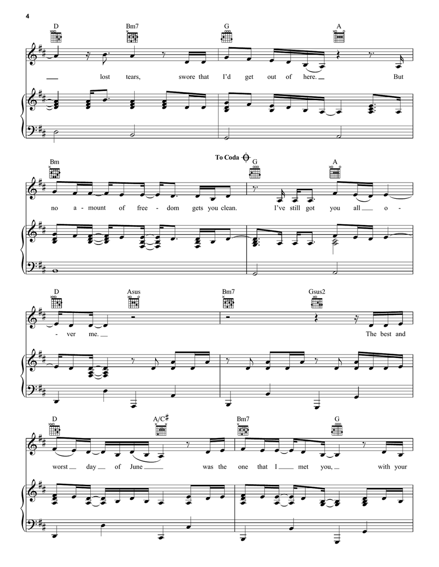 You All Over Me (feat. Maren Morris) (Taylor's Version) (From The Vault) Piano, Vocal, Guitar scores gallery preview page 4