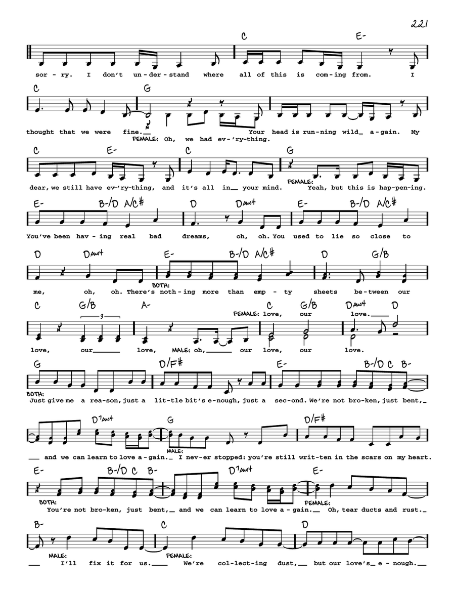 Just Give Me A Reason (feat. Nate Ruess) Voice scores gallery preview page 2