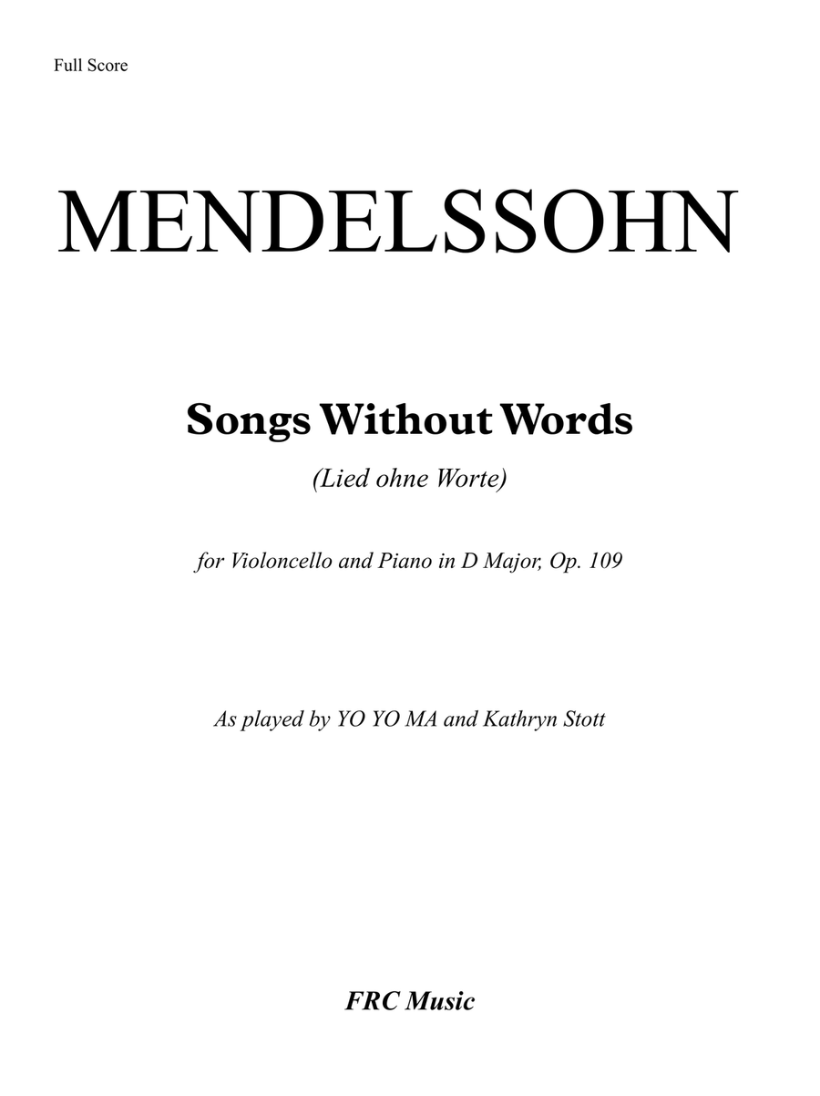 Songs Without Words for Violoncello and Piano in D Major, Op. 109 (As played by YO YO MA and Kathryn Piano scores gallery preview page 2