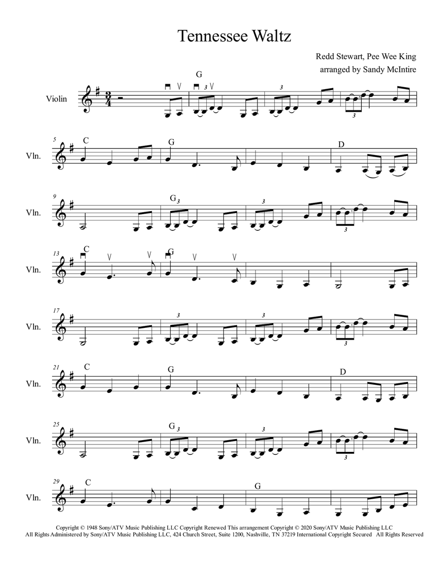 Tennessee Waltz Tennessee Waltz Violin Solo scores gallery preview page 2