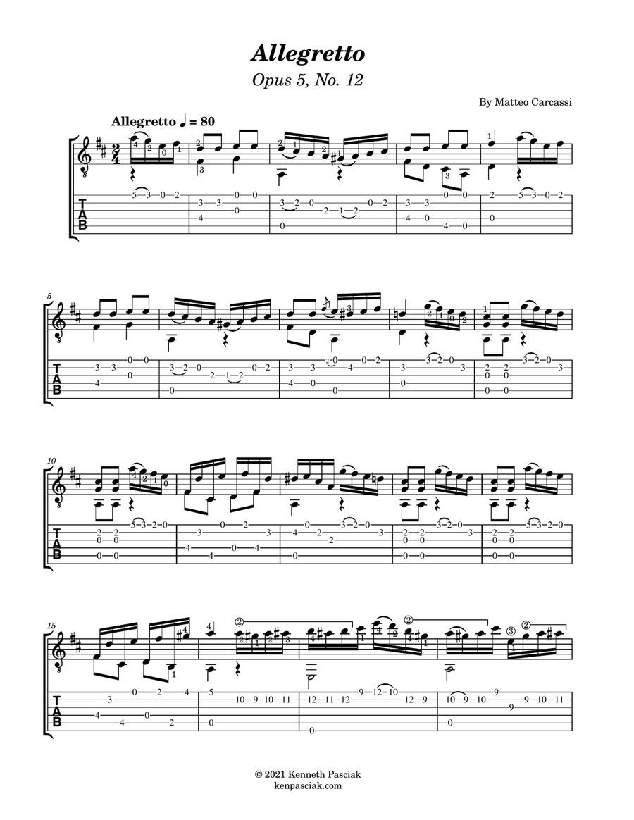 Allegretto in D (for Solo Guitar) Chamber Music scores gallery preview page 2
