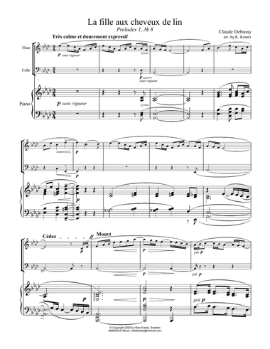 La fille aux cheveux de lin / The girl with the flaxen hair for flute (violin), cello and piano