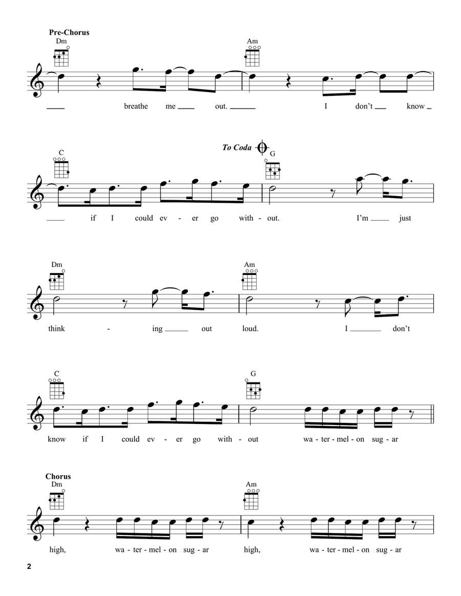 Watermelon Sugar Watermelon Sugar Ukulele scores gallery preview page 2