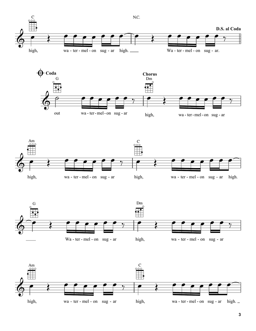 Watermelon Sugar Watermelon Sugar Ukulele scores gallery preview page 3