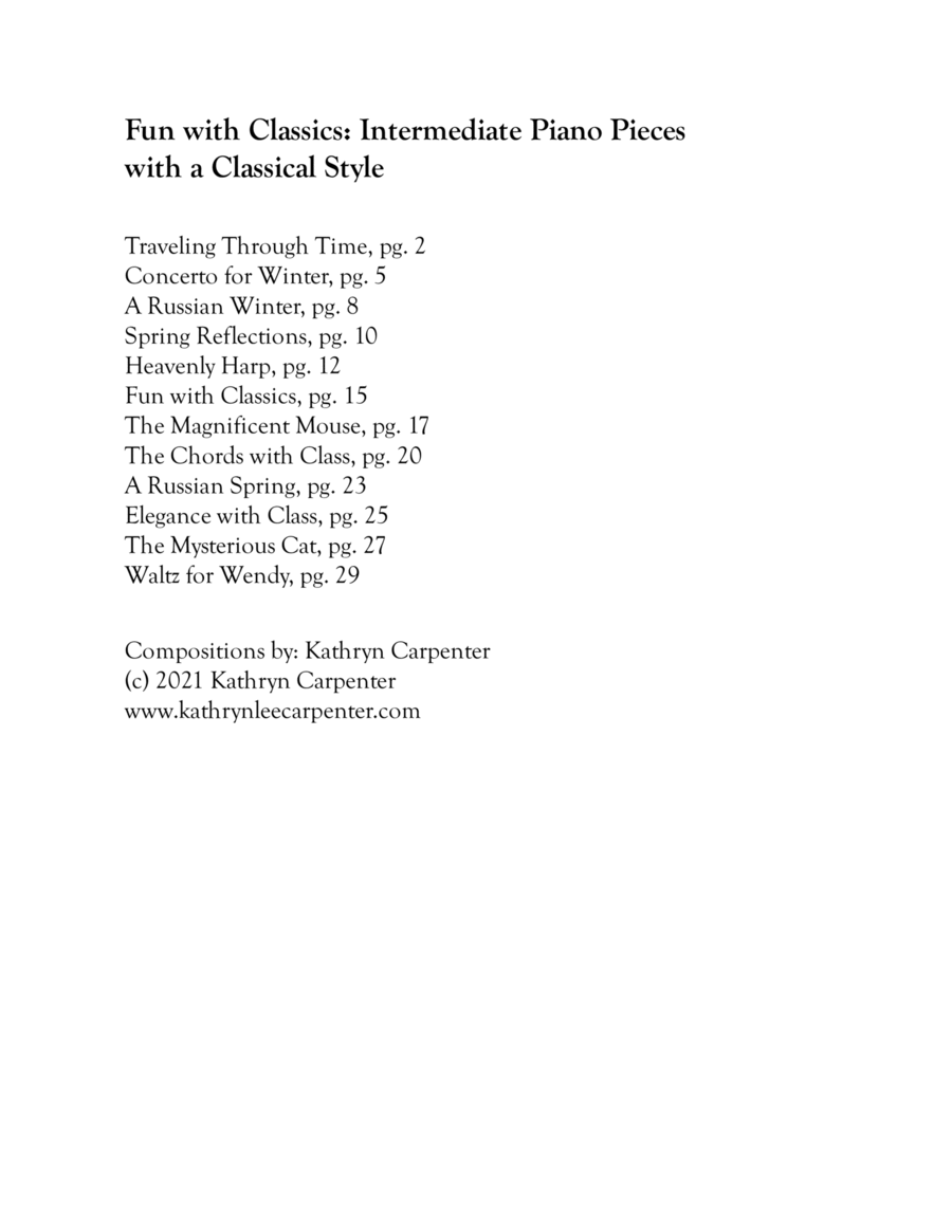 Fun with Classics: Intermediate Piano Pieces with a Classical Style Piano Solo scores gallery preview page 1