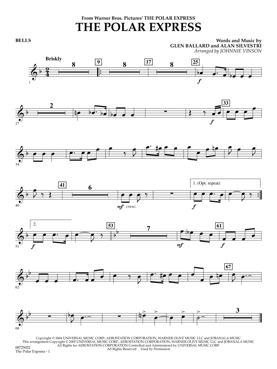 The Polar Express (Main Theme) (arr. Johnnie Vinson) - Bells Concert Band scores gallery preview page 1