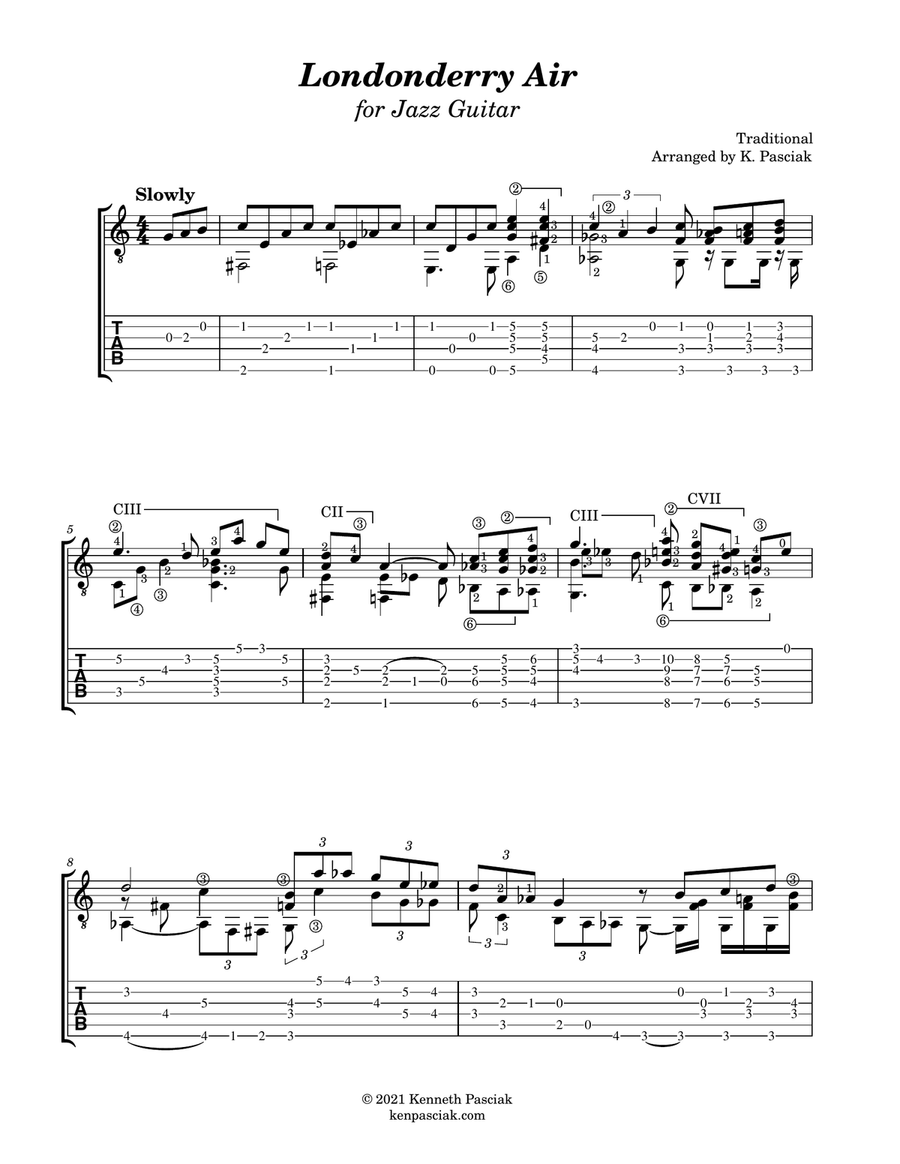 Londonderry Air (for Jazz Guitar) Acoustic Guitar scores gallery preview page 2