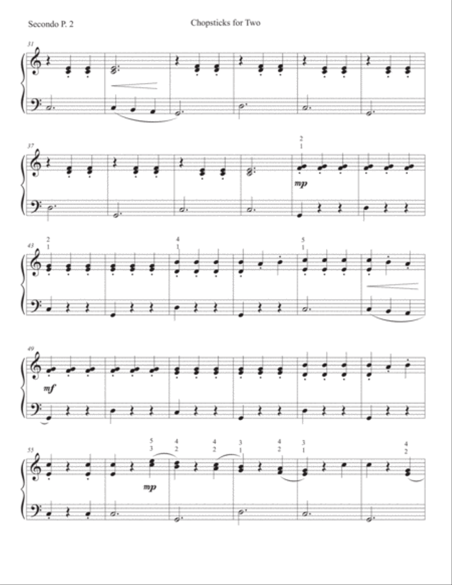 Chopsticks for Two (1 Piano, 4 Hands) Piano Method scores gallery preview page 4