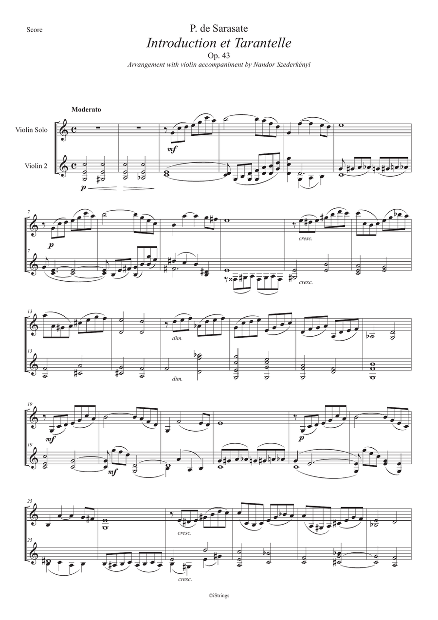 Introduction et Tarantelle for two violins String Duet scores gallery preview page 2