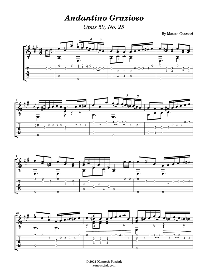 Andantino Grazioso (for Solo Guitar) Chamber Music scores gallery preview page 2