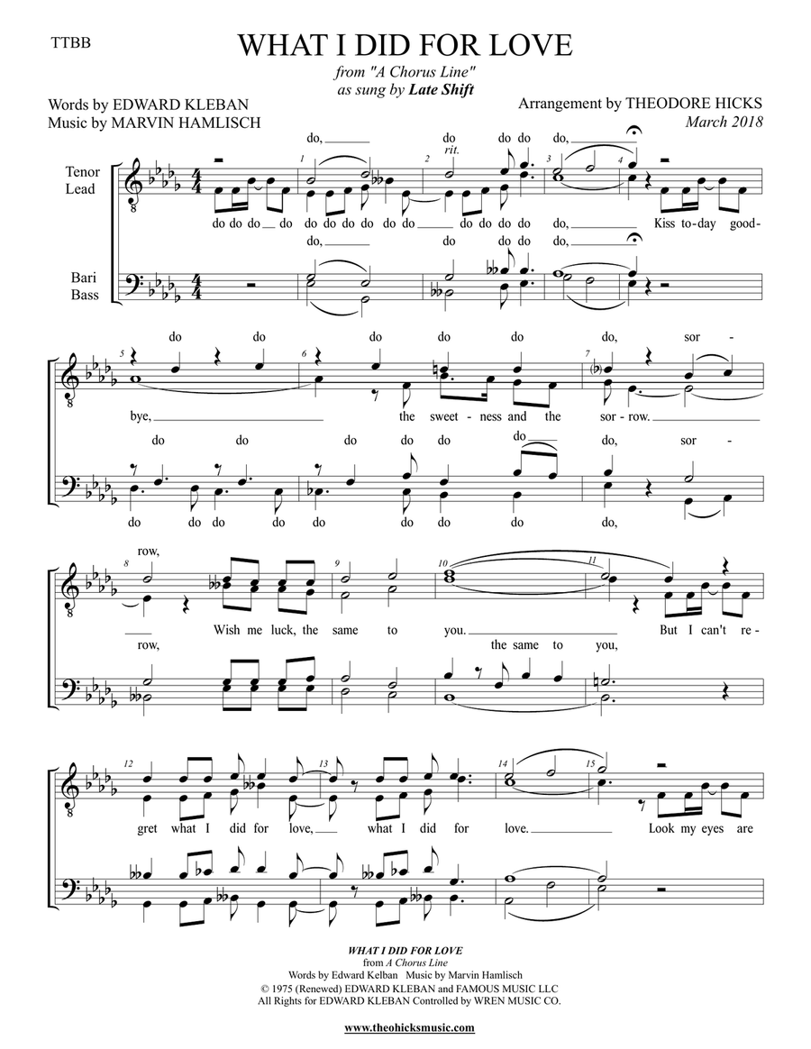 What I Did For Love TTBB scores gallery preview page 2