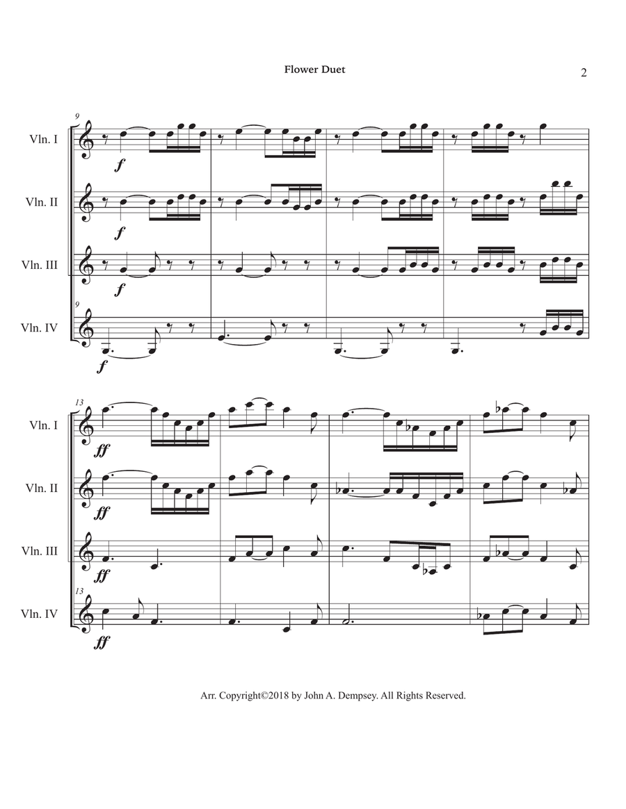 Flower Duet (Violin Quartet) String Quartet scores gallery preview page 6