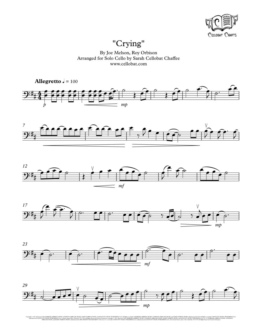 Crying Cello Solo scores gallery preview page 1
