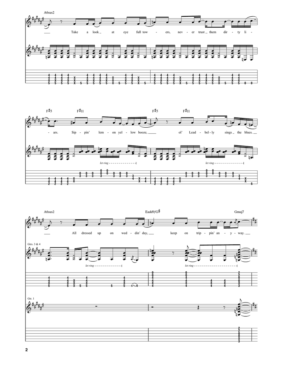 Trippin' On A Hole In A Paper Heart Guitar Tablature scores gallery preview page 2