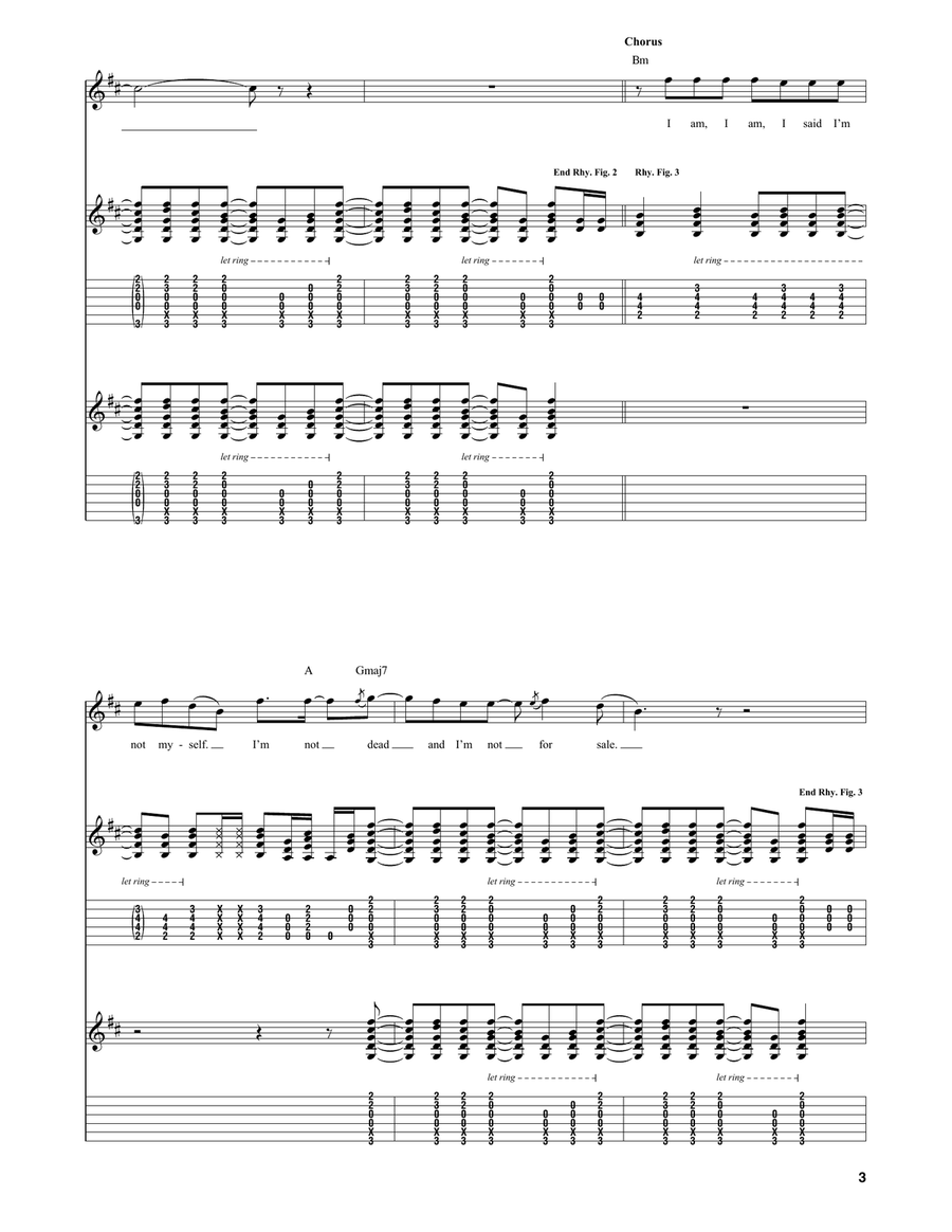 Trippin' On A Hole In A Paper Heart Guitar Tablature scores gallery preview page 3