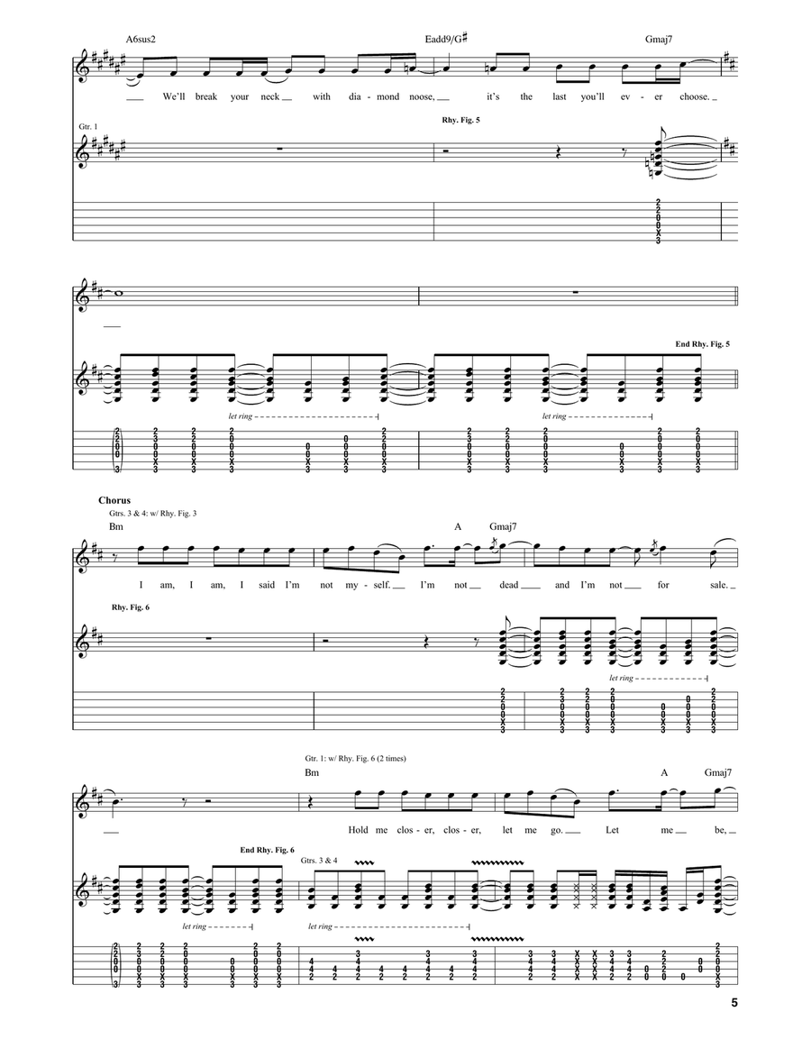 Trippin' On A Hole In A Paper Heart Guitar Tablature scores gallery preview page 5