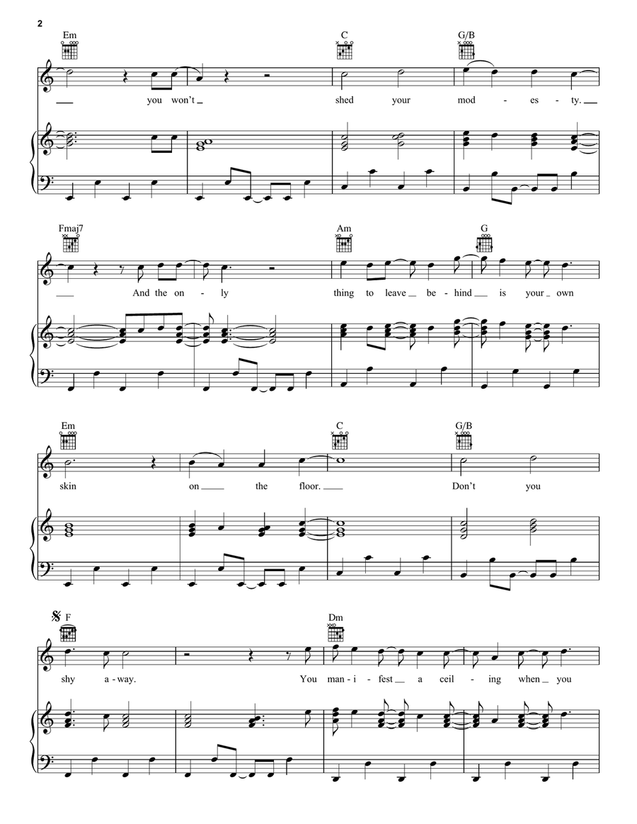 Shy Away Shy Away Piano, Vocal, Guitar scores gallery preview page 2