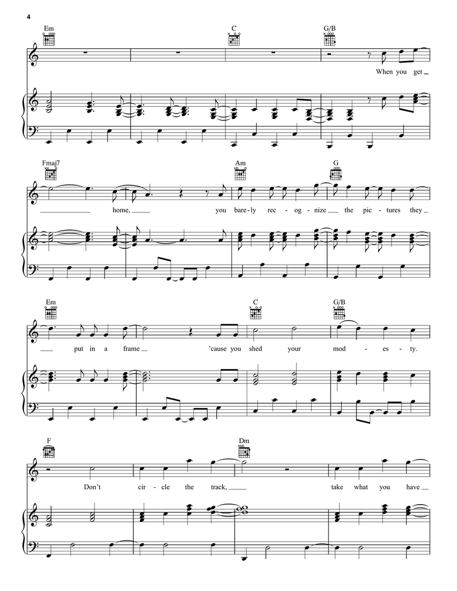 Shy Away Shy Away Piano, Vocal, Guitar scores gallery preview page 4