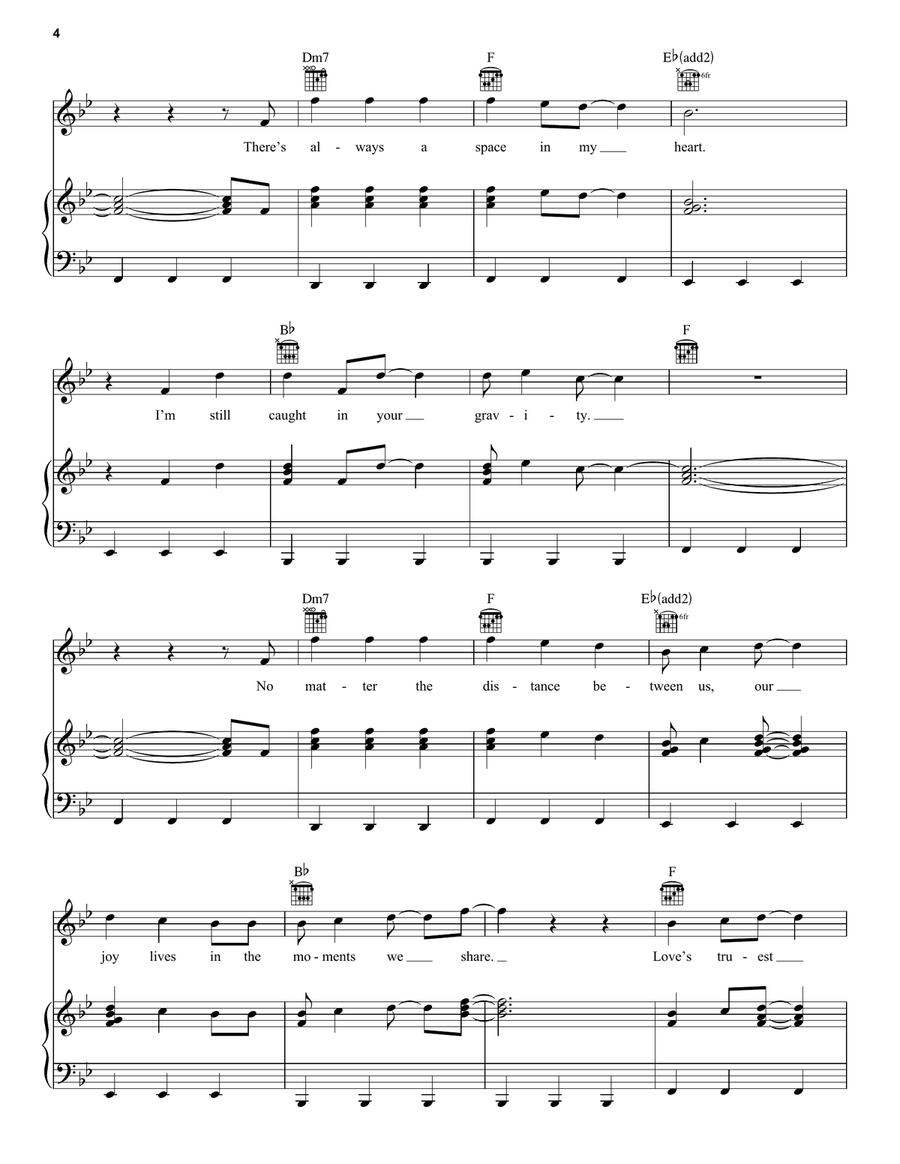 Space Space Piano, Vocal, Guitar scores gallery preview page 4