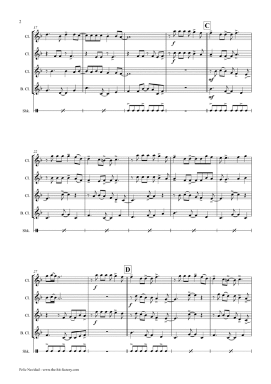 Feliz Navidad Woodwind Ensemble scores gallery preview page 2