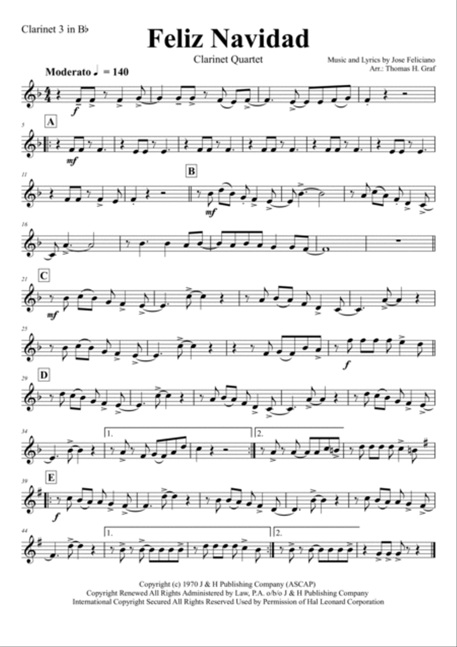Feliz Navidad Woodwind Ensemble scores gallery preview page 6