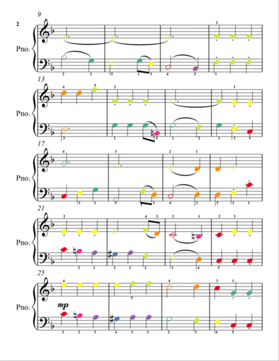 Isis and Osiris Magic Flute Easy Piano Sheet Music with Colored Notes Easy Piano scores gallery preview page 2
