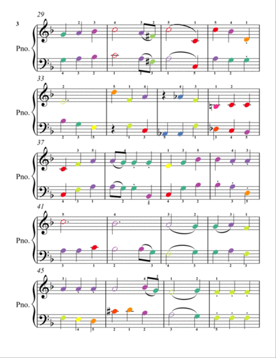 Isis and Osiris Magic Flute Easy Piano Sheet Music with Colored Notes Easy Piano scores gallery preview page 3