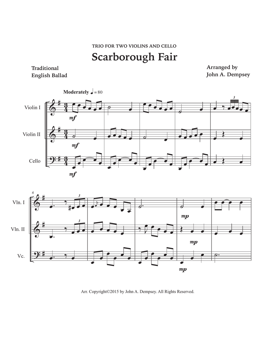 Scarborough Fair (String Trio): Two Violins and Cello String Trio scores gallery preview page 5