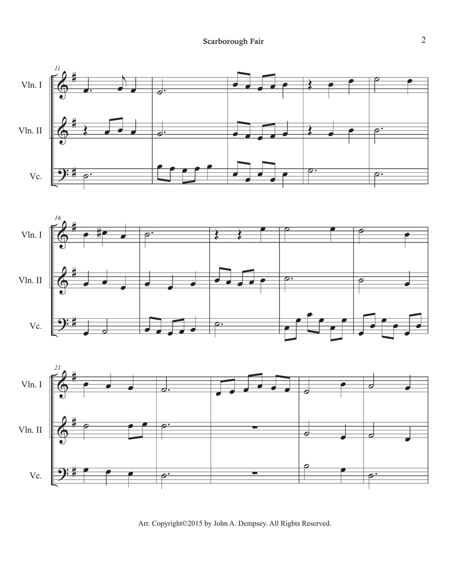 Scarborough Fair (String Trio): Two Violins and Cello String Trio scores gallery preview page 6