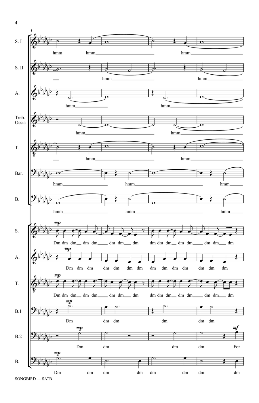 Songbird (arr. Nick Ashby) 4-Part scores gallery preview page 2